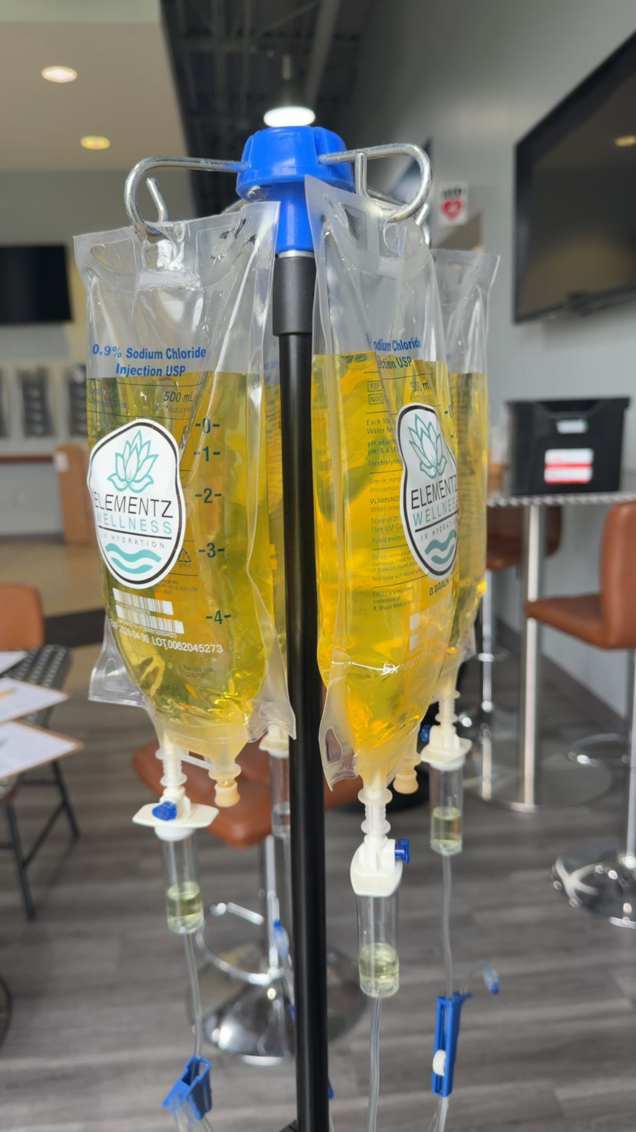ElementZ Wellness Hydration Club IV therapy drips prepared for members in Brighton, Michigan.